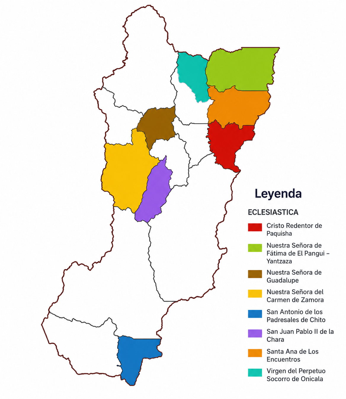 Mapa de las parroquias eclesiásticas de Cáritas Zamora